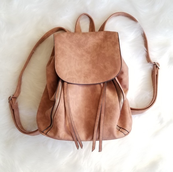 faux suede backpack